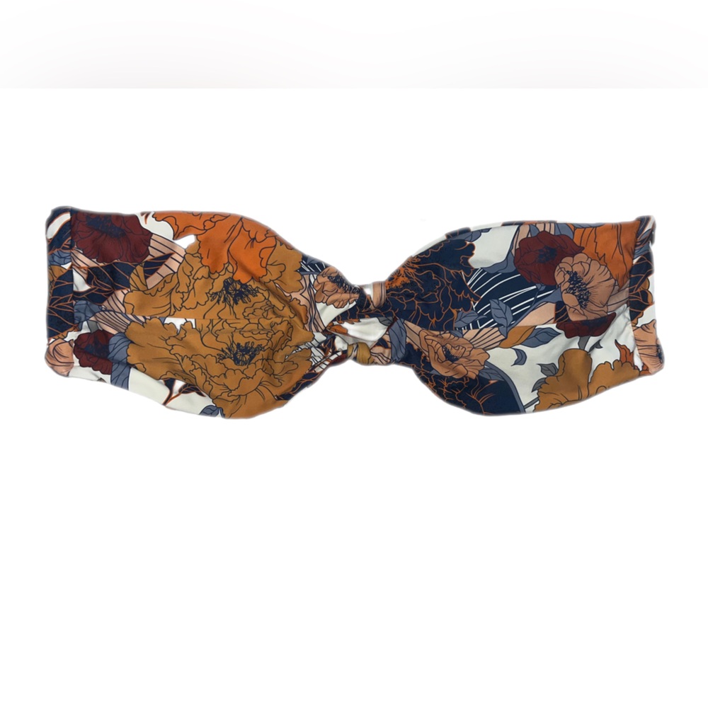 NEW O'Neill Corinna Floral Print Knot Bandeau Bikini Top XL